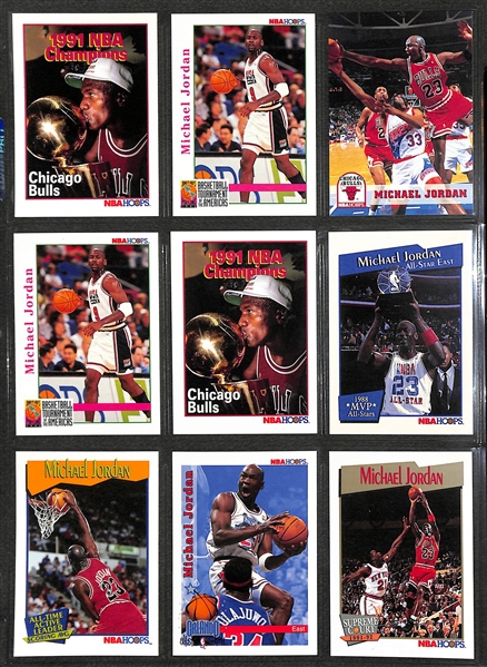Over 255 Michael Jordan Cards w. Inserts and Non-Licensed Cards, Inc. 1989 Fleer Sticker, (2) 1990 Fleer Stickers, +