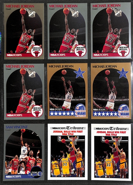 Over 255 Michael Jordan Cards w. Inserts and Non-Licensed Cards, Inc. 1989 Fleer Sticker, (2) 1990 Fleer Stickers, +