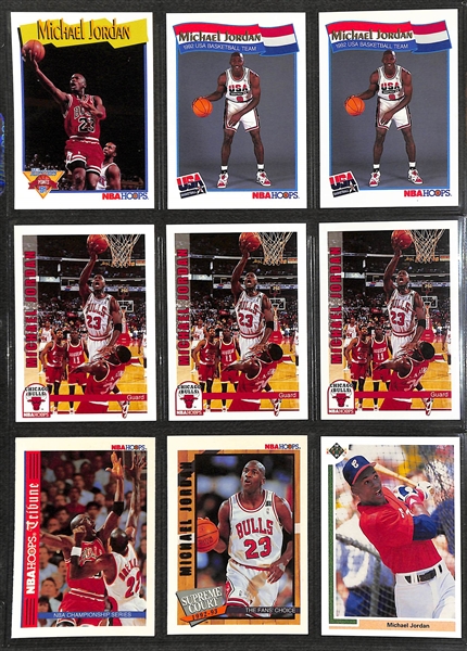 Over 255 Michael Jordan Cards w. Inserts and Non-Licensed Cards, Inc. 1989 Fleer Sticker, (2) 1990 Fleer Stickers, +