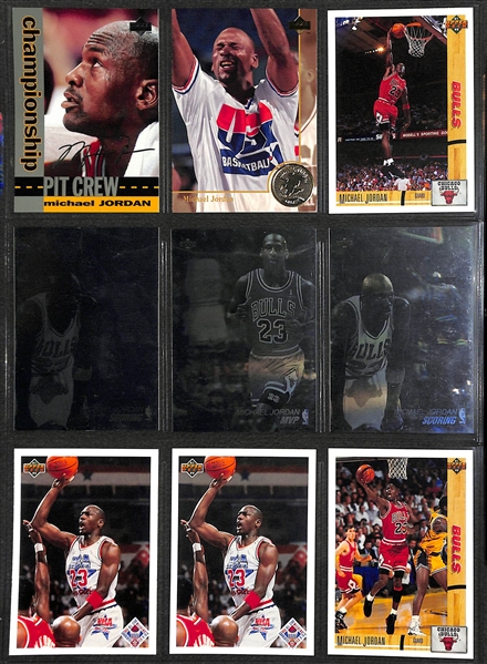 Over 255 Michael Jordan Cards w. Inserts and Non-Licensed Cards, Inc. 1989 Fleer Sticker, (2) 1990 Fleer Stickers, +