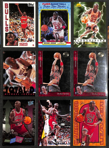 Over 255 Michael Jordan Cards w. Inserts and Non-Licensed Cards, Inc. 1988 Fleer Sticker, Total D Insert, +