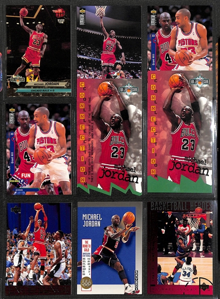 Over 255 Michael Jordan Cards w. Inserts and Non-Licensed Cards, Inc. 1988 Fleer Sticker, Total D Insert, +