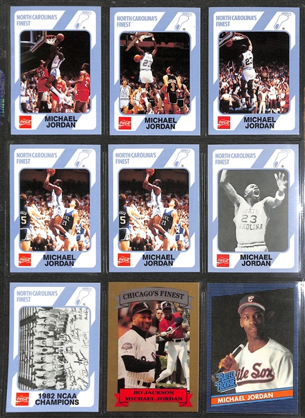 Over 255 Michael Jordan Cards w. Inserts and Non-Licensed Cards, Inc. 1988 Fleer Sticker, Total D Insert, +