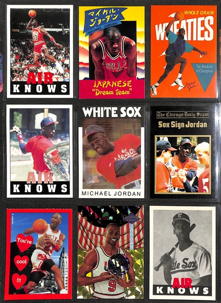 Over 255 Michael Jordan Cards w. Inserts and Non-Licensed Cards, Inc. 1988 Fleer Sticker, Total D Insert, +