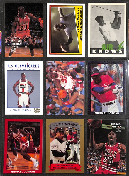 Over 255 Michael Jordan Cards w. Inserts and Non-Licensed Cards, Inc. 1988 Fleer Sticker, Total D Insert, +