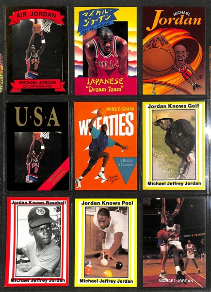 Over 255 Michael Jordan Cards w. Inserts and Non-Licensed Cards, Inc. 1988 Fleer Sticker, Total D Insert, +