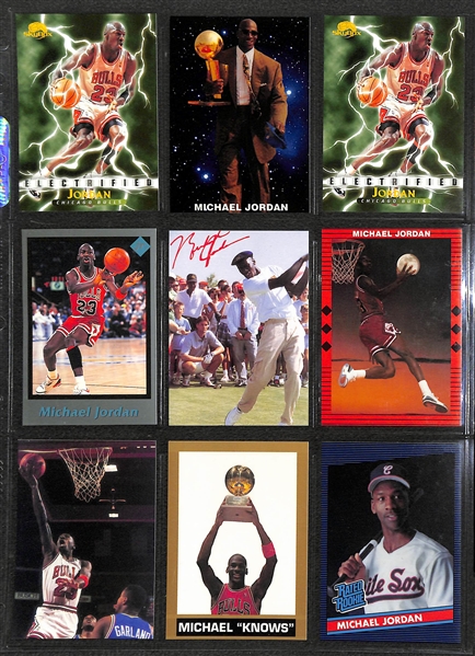 Over 255 Michael Jordan Cards w. Inserts and Non-Licensed Cards, Inc. 1988 Fleer Sticker, Total D Insert, +