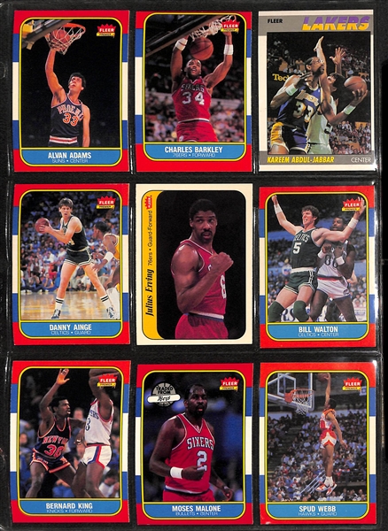 Basketball Lot - (37) 1986-87 Fleer (inc. Barkley RC, Webb, Ainge, Walton), (35) 1987-88 Fleer, and 1986 Fleer Dr J Sticker