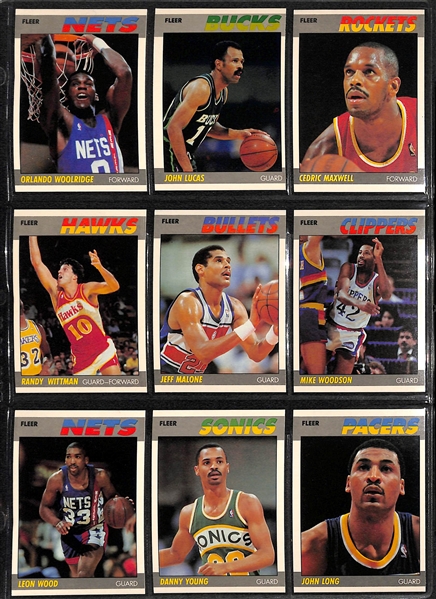 Basketball Lot - (37) 1986-87 Fleer (inc. Barkley RC, Webb, Ainge, Walton), (35) 1987-88 Fleer, and 1986 Fleer Dr J Sticker