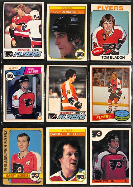 2 Hockey Binders - (1) w. Mostly 1970s Cards (1976 Partial Set w. Trottier RC) and (1) Philadelphia Flyers Collection (70+ Cards, 10 Autographs, +)