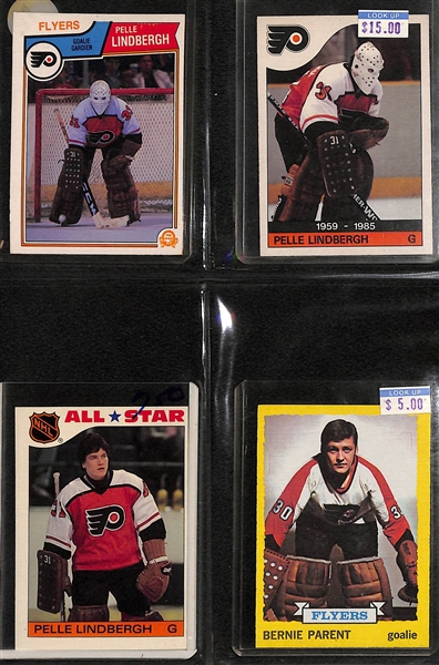2 Hockey Binders - (1) w. Mostly 1970s Cards (1976 Partial Set w. Trottier RC) and (1) Philadelphia Flyers Collection (70+ Cards, 10 Autographs, +)