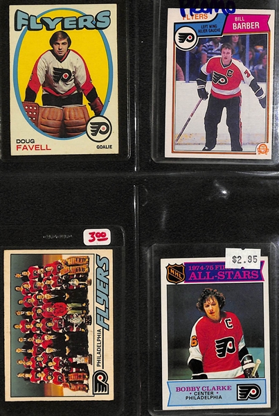 2 Hockey Binders - (1) w. Mostly 1970s Cards (1976 Partial Set w. Trottier RC) and (1) Philadelphia Flyers Collection (70+ Cards, 10 Autographs, +)