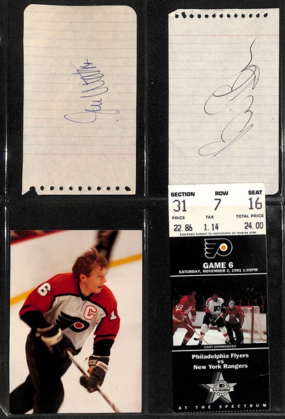 2 Hockey Binders - (1) w. Mostly 1970s Cards (1976 Partial Set w. Trottier RC) and (1) Philadelphia Flyers Collection (70+ Cards, 10 Autographs, +)
