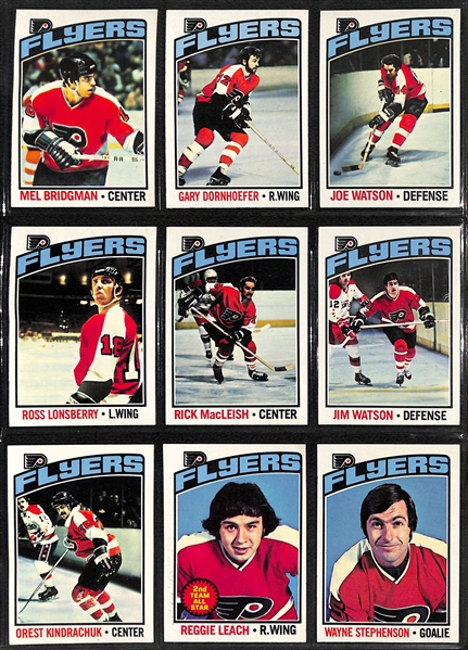 2 Hockey Binders - (1) w. Mostly 1970s Cards (1976 Partial Set w. Trottier RC) and (1) Philadelphia Flyers Collection (70+ Cards, 10 Autographs, +)