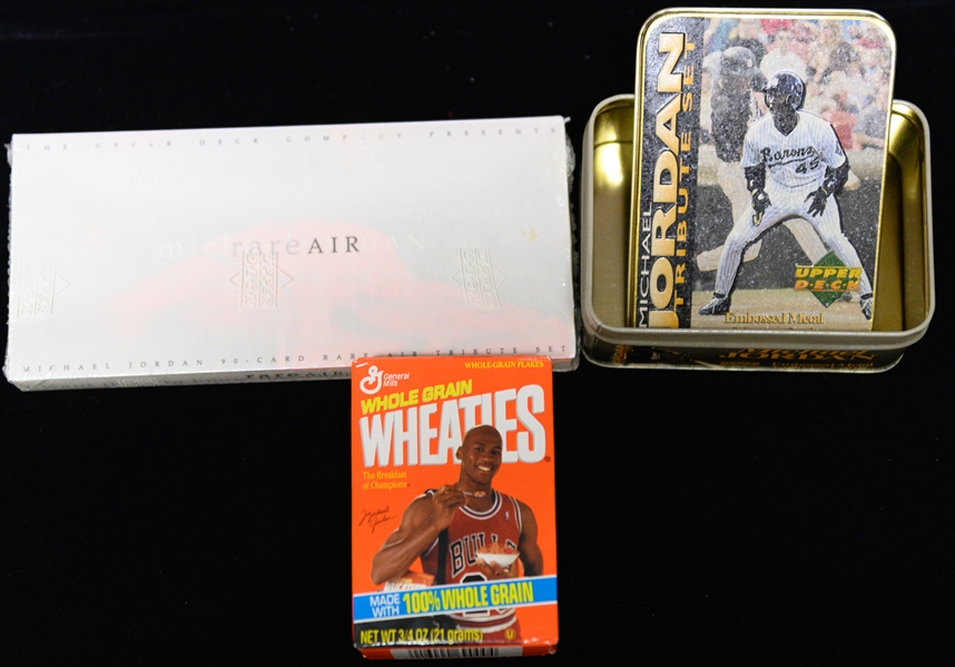 Sports Card & Michael Jordan Lot w/ UD Michael Jordan Rare Air Sealed Set, Jordan Jumbo Cards, + 