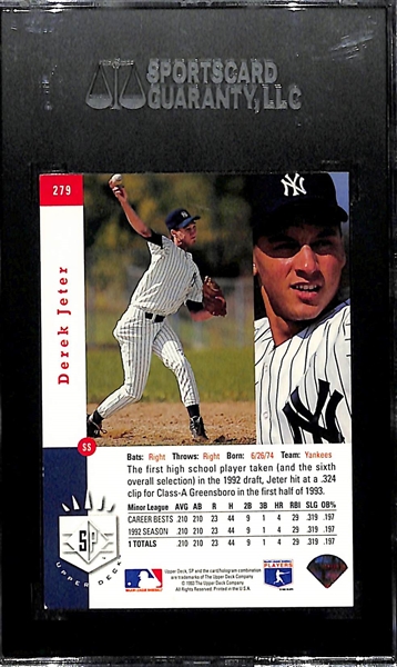 1993 Upper Deck SP Derek Jeter #279 Foil Rookie Card Graded SGC 7 (84) NM
