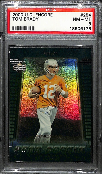 2000 UD Encore Tom Brady #254 Rookie Card Graded PSA 8