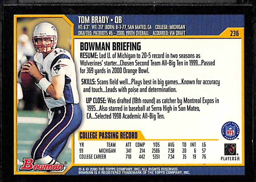 2000 Bowman Tom Brady #236 Rookie Card Graded SGC 9 Mint