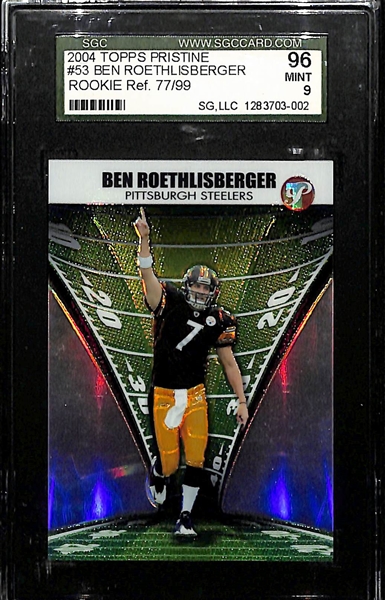 2004 Topps Pristine Ben Roethlisberger Rookie Refractor #ed 77/99 Graded SGC 9 Mint