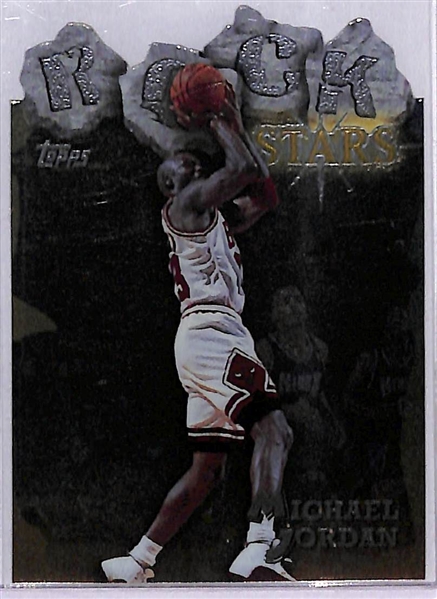 (7) Card Sports Legends Lot w/ Michael Jordan Rock Stars Insert, 1981 Topps Larry Bird, 1984 Dickerson Rookie