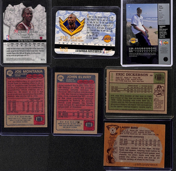 (7) Card Sports Legends Lot w/ Michael Jordan Rock Stars Insert, 1981 Topps Larry Bird, 1984 Dickerson Rookie