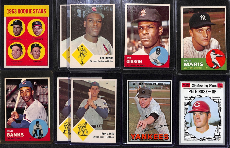 (10) Vintage Baseball Stars lot including 1963 Gaylord Perry Rookie, (2) 1963 Bob Gibson, 1967 Roger Maris