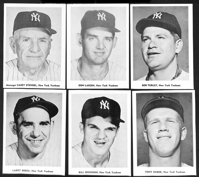 1956 Yankees 12-Photo Team Pack, 1957 Mickey Mantle Insert Photo From the Mickey Mantle Board Game, & 1959 Bazooka Blony NY Yankees Felt Patch