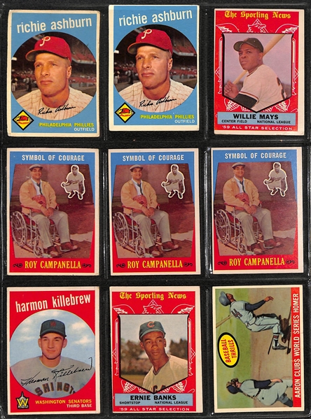 Lot of (200) Assorted 1957-59 Topps Baseball Cards w. (3) 1959 Special Roy Campanella Cards