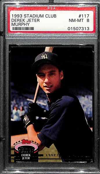 1993 Stadium Club Derek Jeter Murphy Rookie Cards Graded PSA 8