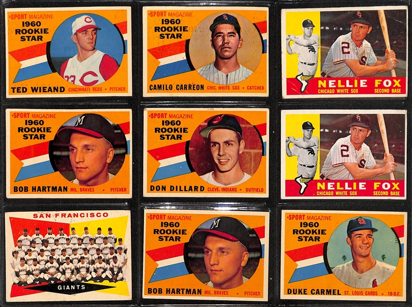 Lot of (110+) Assorted 1960-61 Topps Baseball Cards w. 1960 Hank Aaron