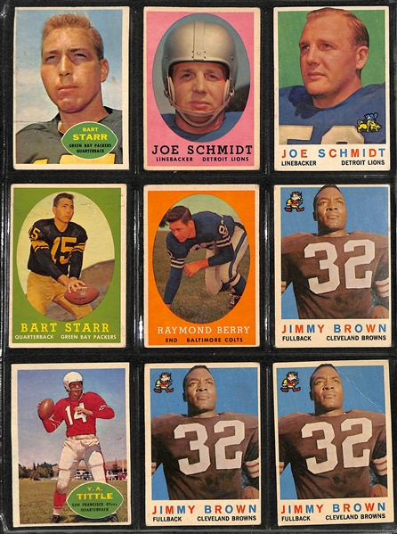 Lot of (200+) Assorted 1957-1960 Topps Football Cards w. (3) 1959 Jim Brown 2nd Year Cards