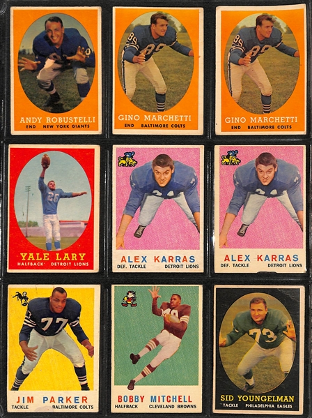 Lot of (200+) Assorted 1957-1960 Topps Football Cards w. (3) 1959 Jim Brown 2nd Year Cards