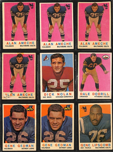 Lot of (200+) Assorted 1957-1960 Topps Football Cards w. (3) 1959 Jim Brown 2nd Year Cards