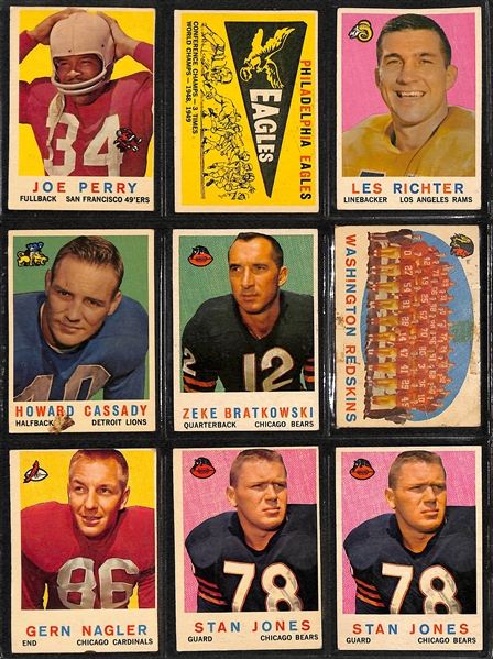 Lot of (200+) Assorted 1957-1960 Topps Football Cards w. (3) 1959 Jim Brown 2nd Year Cards