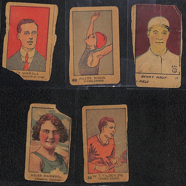 1968 Mickey Mantle American Oil Coupon Card w. (3) 1964 Topps Coins and (5) 1920s Strip Cards
