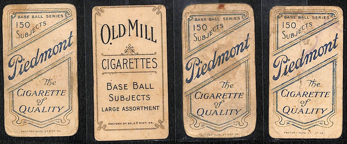 Lot of (4) 1909-11 T206 Cards w. Bresnahan Portrait, Stanage (Old Mill Back)