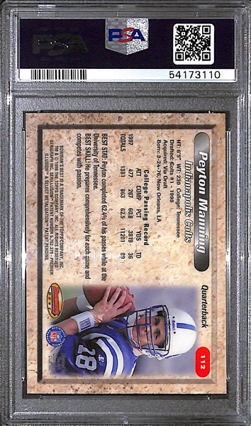 1998 Bowman's Best Peyton Manning Rookie Card #112 Graded PSA 10 Gem Mint