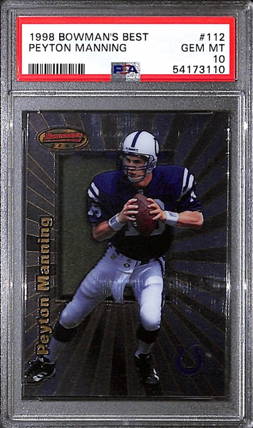 1998 Bowman's Best Peyton Manning Rookie Card #112 Graded PSA 10 Gem Mint