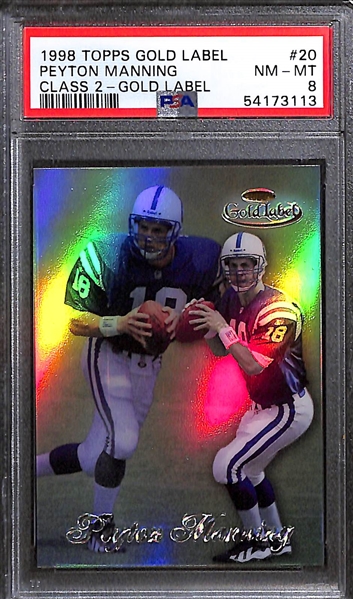 1998 Peyton Manning Rookie Lot - Brilliants #120 PSA 9, Brilliants Shining Stars PSA 7, Gold Label Class 2 PSA 8