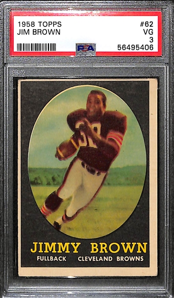 1958 Topps Jim Brown #62 Rookie Card Graded PSA 3