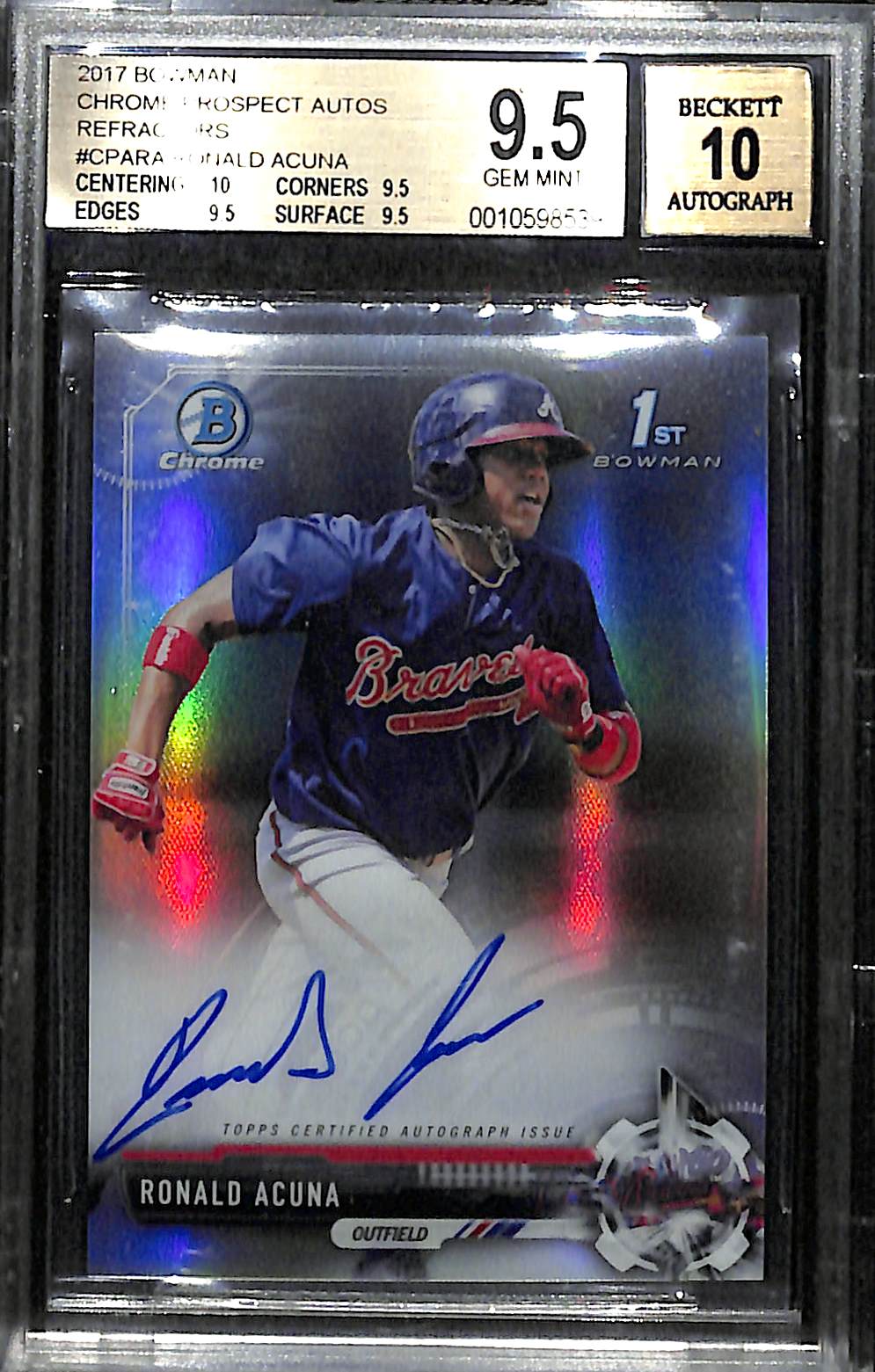 Lot Detail 2017 Bowman Chrome Prospect Auto Refractor Ronald Acuna
