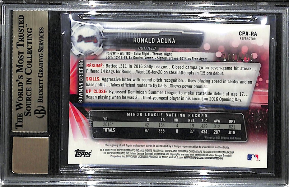 2017 Bowman Chrome Prospect Auto Refractor Ronald Acuna BGS 9.5, Autograph Grade 10