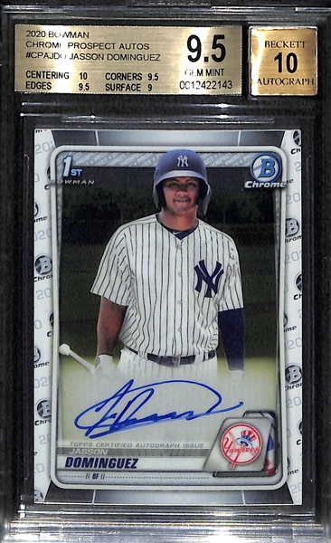 2020 Bowman Chrome Prospect Auto Jasson Dominguez BGS 9.5, Autograph Grade 10