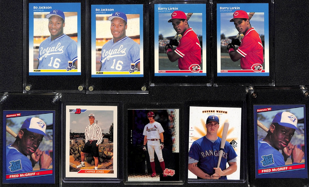 Lot of (18) Baseball Rookie Cards w. AROD, Bonds, C. Jones, Sosa, Piazza, Canseco, Bo Jackson, Larkin, +