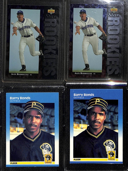Lot of (18) Baseball Rookie Cards w. AROD, Bonds, C. Jones, Sosa, Piazza, Canseco, Bo Jackson, Larkin, +