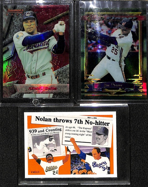 Lot of (19) Baseball Cards w. 2003 Jeter Blue Refractor #ed/100, 1961 Topps E. Mathews, Mark McGwire, Nolan Ryan, Refractor (Include Thome and Belle), +