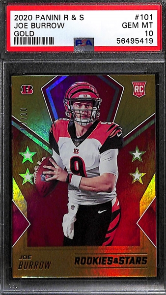 2020 Panini Rookies & Stars Joe Burrow #101 Gold Version #7/10 Graded PSA 10