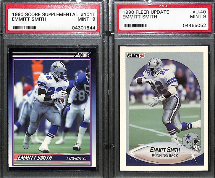 Emmitt Smith Rookie Lot - 1990 Score Supplemental PSA 9 & 1990 Fleer Update PSA 9