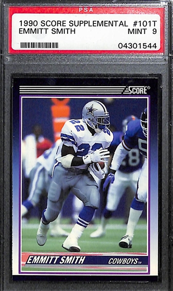 Emmitt Smith Rookie Lot - 1990 Score Supplemental PSA 9 & 1990 Fleer Update PSA 9