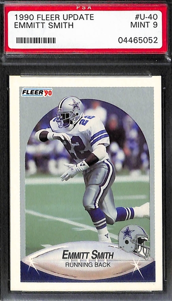 Emmitt Smith Rookie Lot - 1990 Score Supplemental PSA 9 & 1990 Fleer Update PSA 9